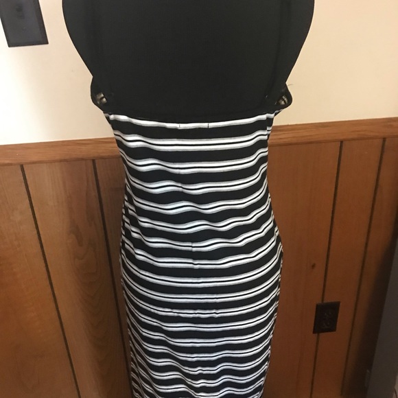 COPY - Heart & Hips Black White Striped MIDI Bodycon Dress Large - Picture 3 of 6